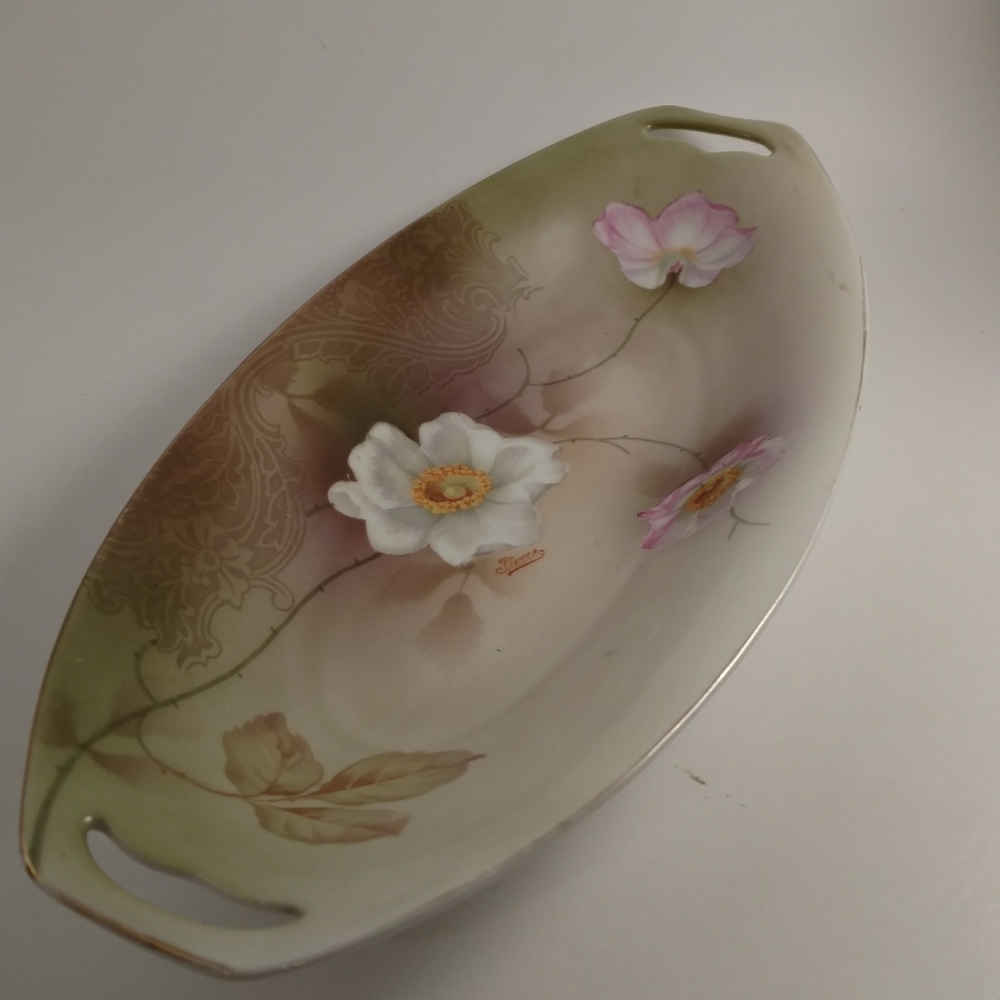Bavaria Antique Oval Flowered China Dish